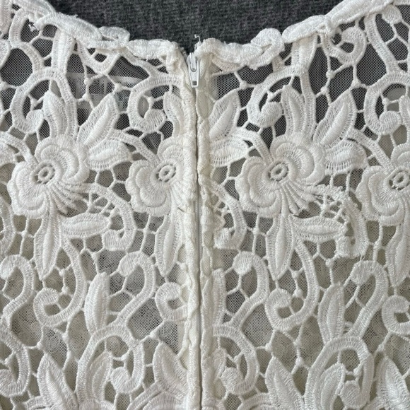 Vintage Ivory Lace Crochet Top Romantic Boho Cottagecore Victorian Peasant Large - Picture 6 of 13